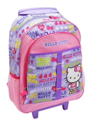 Hello Kitty Printed Trolly Backpack School Bag for Girls, Multicolour, Model No. 10339