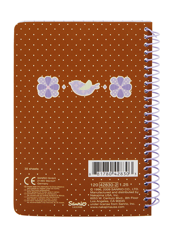 Hello Kitty Chococat Mini Spiral Notebook, Brown, 35 Sheets, Model No. 428302