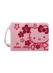 Hello Kitty Soft Woven Pile Flat Pouch for Girls, Pink, Model No. 308595