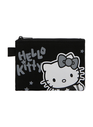 Hello Kitty Fabric Zip Closure Printed Coin Purse for Girls, Black, Model No. 93378