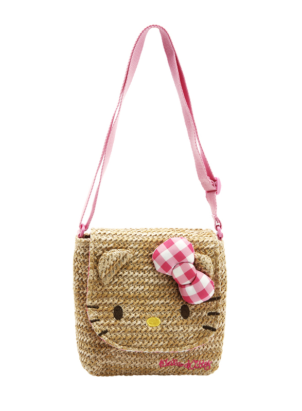 Hello Kitty Basket KT Soft Woven Shoulder Bag for Girls, Beige, Model No. 699900