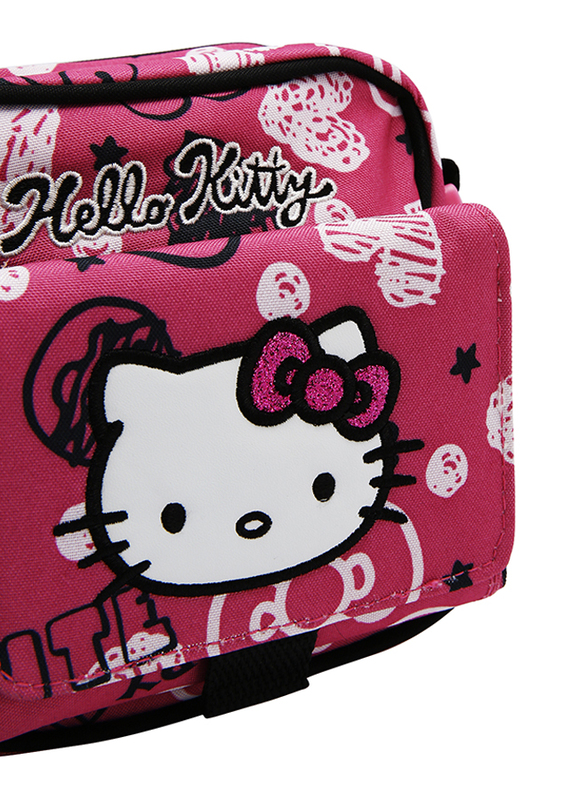 Hello Kitty Polyester Zip Closure Printed Shoulder Travel Accessories Bag for Girls, Pink, Model No. 729558