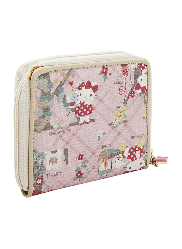 Hello Kitty Fabric Zip Closure Wallet for Girls, Pink, Model No. 260509