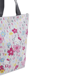 Hello Kitty Polyester Travel Flower Printed Floral Mini Tote Bag for Girls, White, Model No. 840467