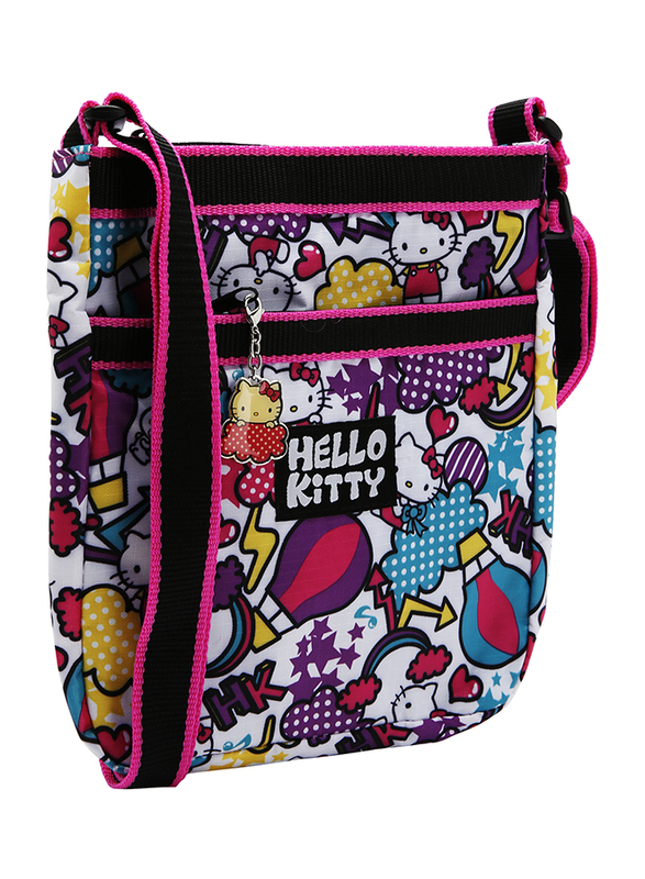 Hello Kitty Polyester Zip Closure Shoulder Travel Accessories Bag for Girls, Multicolour, Model No. 985694