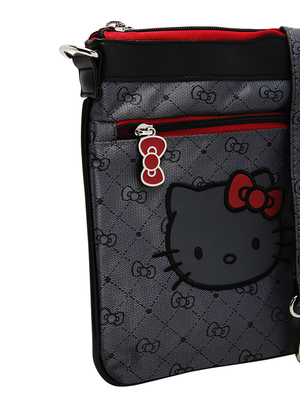 Hello Kitty Polyester Zip Closure Shoulder Travel Accessories Bag for Girls, Grey, Model No. 135143