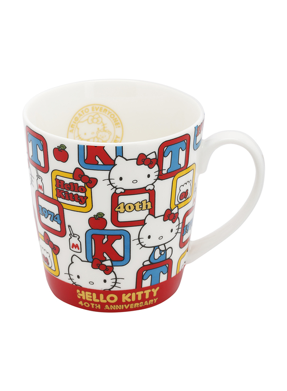 Hello Kitty 420ml 40th Anniversary Mug with Stirrer, White, Model No. 113883