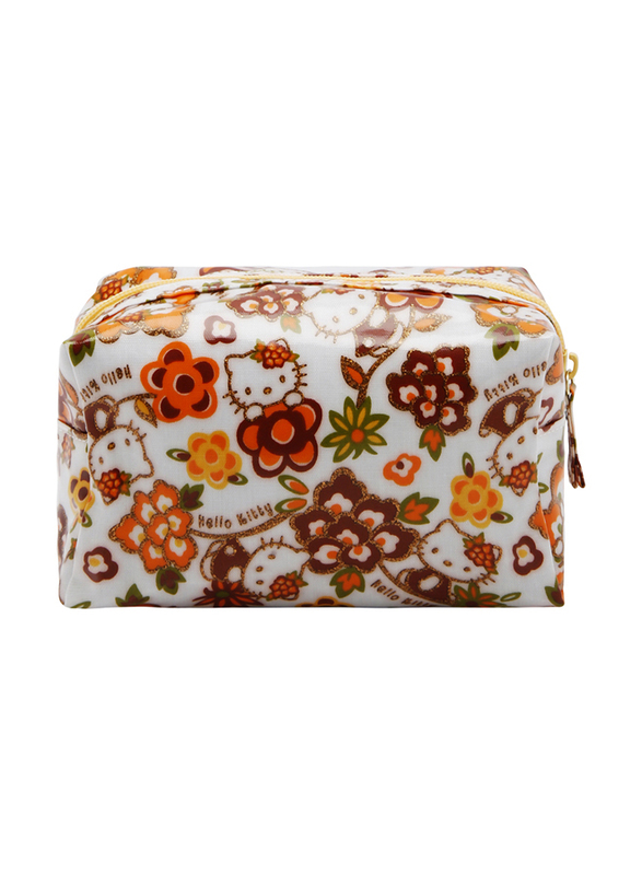 Hello Kitty Polyester Flower Arabesque Pouch for Girls, Brown, Model No. 843717