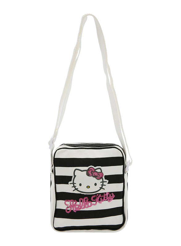 Hello Kitty Polyester Spangle Shoulder Travel Accessories Bag for Girls, White, Model No. 580643