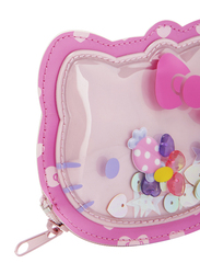 Hello Kitty Fabric Colourful Multiparticles D-Cut Coin Purse for Girls, Pink, Model No. 529524
