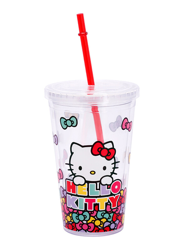 

Hello Kitty 450ml Leak Proof Logo Printed Straw Cup, Clear, Model No. 163414
