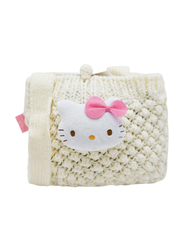 Hello Kitty Wool Mascot Soft Woven Shoulder Bag for Girls, White, Model No. 28860