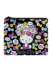 Hello Kitty Printed Zip Closure Flat Travel Pouch for Girls, Black, Model No. 368385