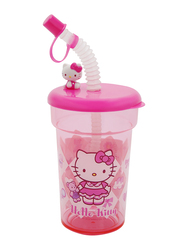 Hello Kitty 390ml Leak Proof Reuseable Straw Travel Cup, Pink, Model No. 865427
