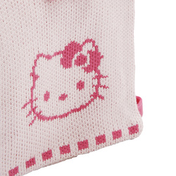 Hello Kitty Wool Ribbon Zip Closure Soft Woven Shoulder Bag for Girls, Pink, Model No. 95281