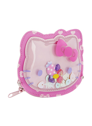 Hello Kitty Fabric Colourful Multiparticles D-Cut Coin Purse for Girls, Pink, Model No. 529524