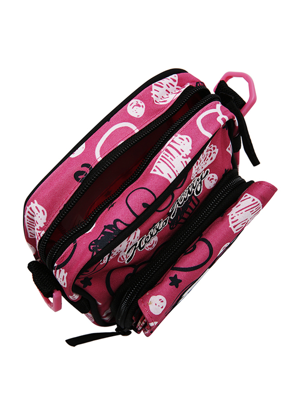 Hello Kitty Polyester Zip Closure Printed Shoulder Travel Accessories Bag for Girls, Pink, Model No. 729558