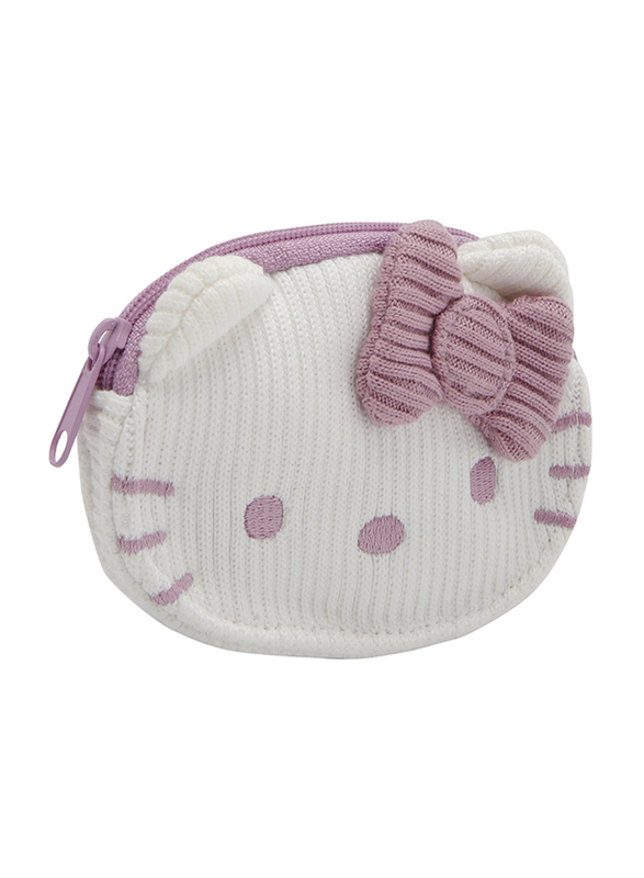 Hello Kitty Fabric D-Cut Coin Purse for Girls, White, Model No. 94757