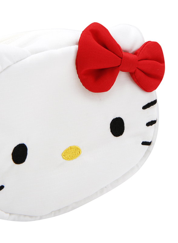 Hello Kitty Light Check Pattern D-Cut Pouch for Girls, White, Model No. 552615