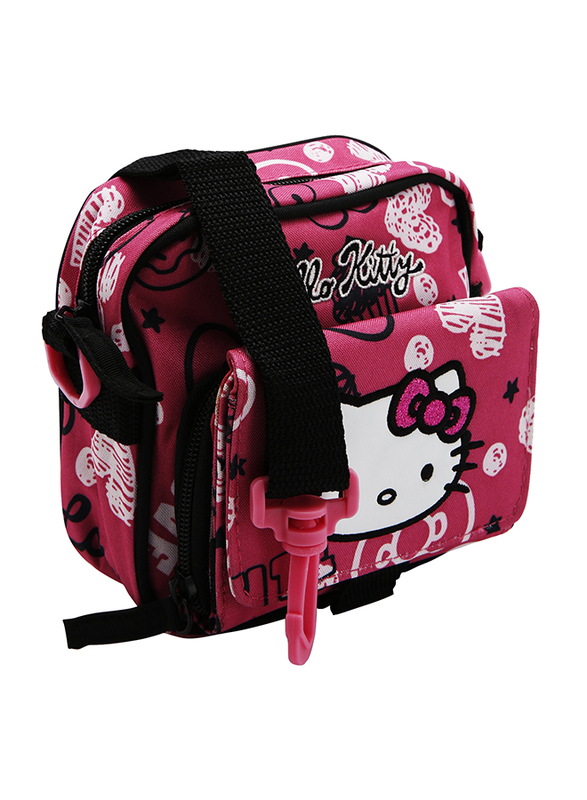 Hello Kitty Polyester Zip Closure Printed Shoulder Travel Accessories Bag for Girls, Pink, Model No. 729558