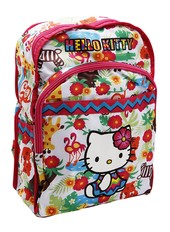 Hello Kitty Animals Texture Printed Backpack School Bag for Girls, Multicolour, Model No. 534269