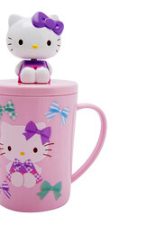 Hello Kitty 300ml Logo Printed Cup with Lid & Dancing Character, Pink, Model No. 183377