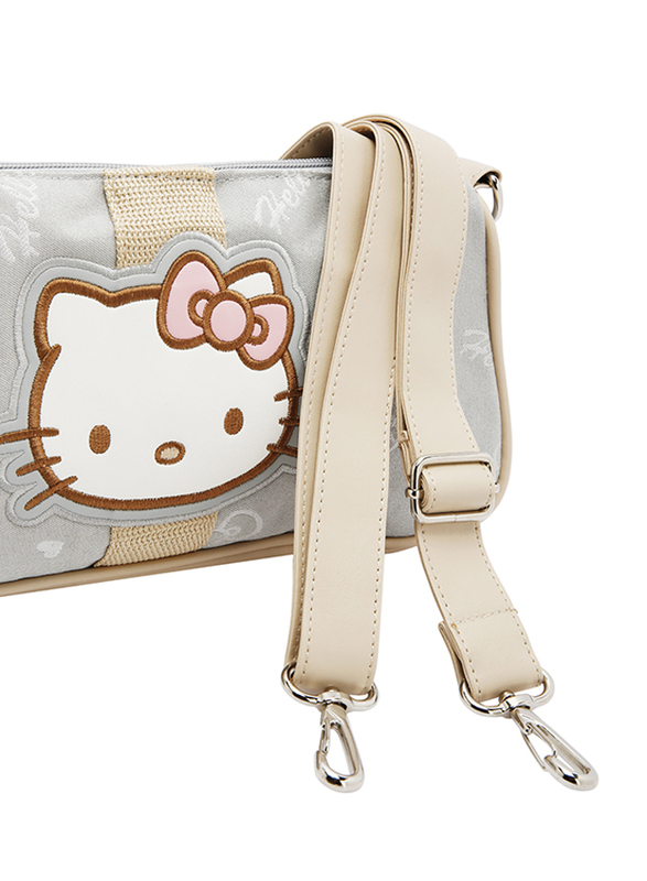 Hello Kitty Polyester Printed Shoulder Travel Accessories Bag for Girls, Grey, Model No. 171328