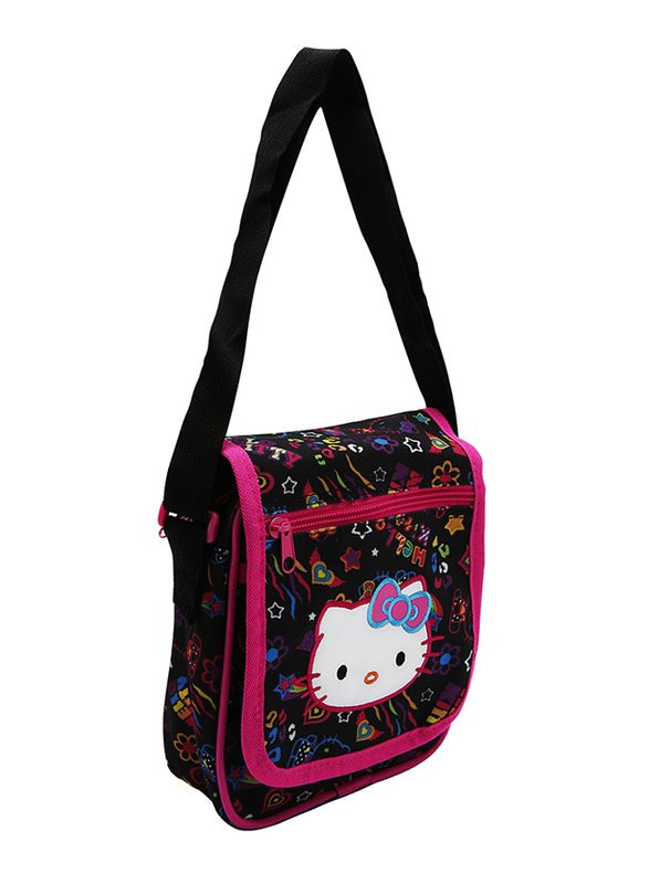 Hello Kitty Polyester Printed Shoulder Travel Accessories Bag for Girls, Black, Model No. 397890