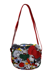 Hello Kitty Polyester Zip Closure Printed Multilogo Shoulder Travel Accessories Bag for Girls, Red, Model No. 568368