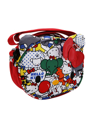 Hello Kitty Polyester Zip Closure Printed Multilogo Shoulder Travel Accessories Bag for Girls, Red, Model No. 568368