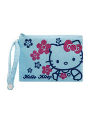 Hello Kitty Soft Woven Pile Flat Pouch for Girls, Cyan, Model No. 309028