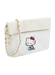 Hello Kitty Zip Closure Shoulder Bag for Girls, White, Model No. 89249