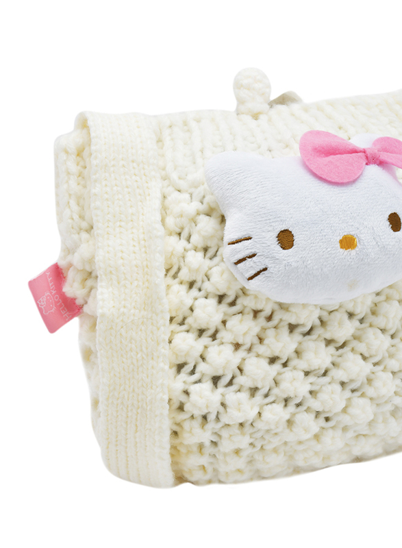 Hello Kitty Wool Mascot Soft Woven Shoulder Bag for Girls, White, Model No. 28860