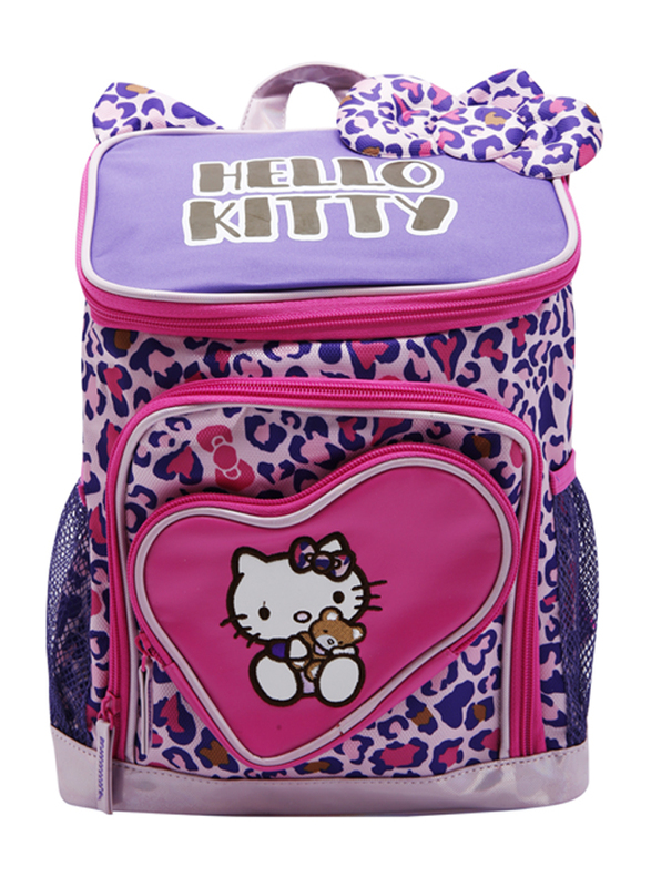 Hello Kitty Leopard Printed Petite Glowing School Backpack for Girls, Small, Purple, Model No. 351776