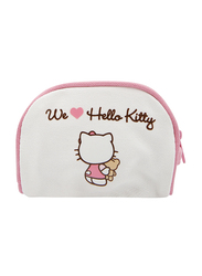 Hello Kitty Denim Zip Closure Mommy & Me D-Cut Coin Purse for Girls, White, Model No. 292613