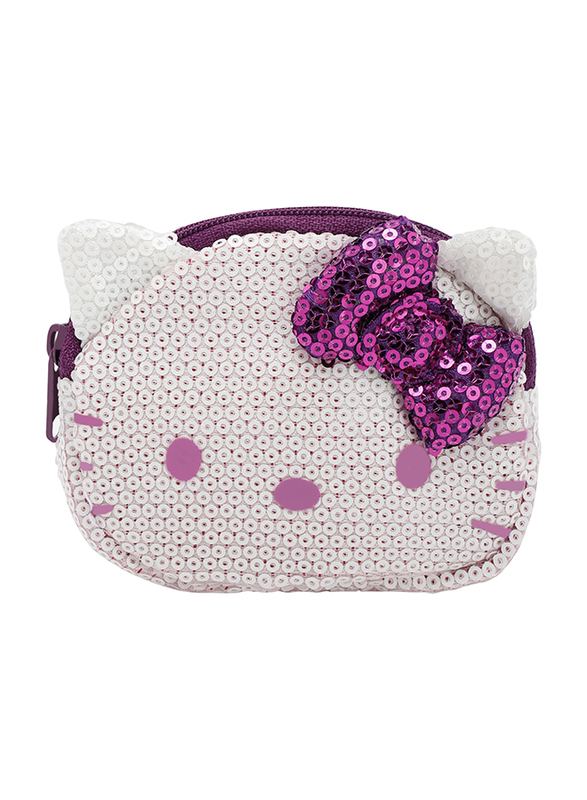 Hello Kitty Denim D-Cut Coin Purse for Girls, Purple/White, Model No. 75461