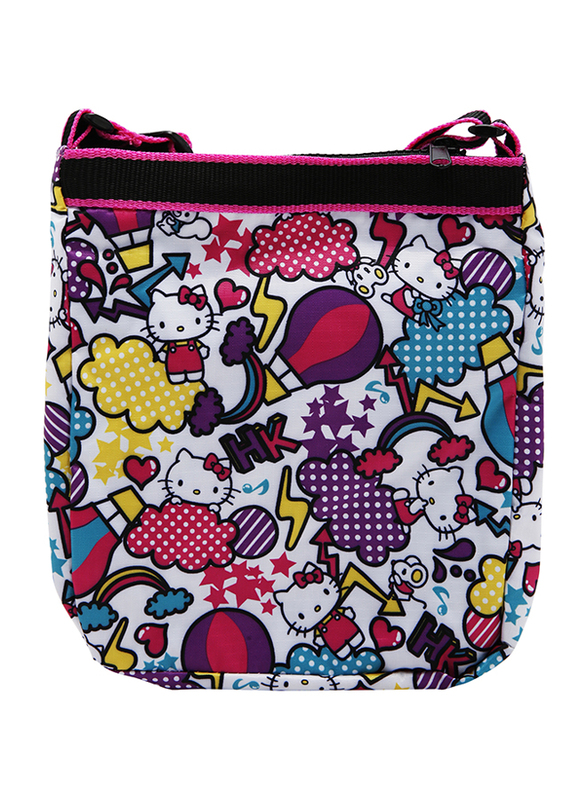 Hello Kitty Polyester Zip Closure Shoulder Travel Accessories Bag for Girls, Multicolour, Model No. 985694