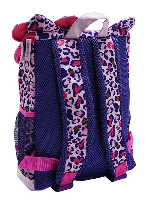 Hello Kitty Leopard Printed Glowing School Backpack for Girls, Medium, Purple, Model No. 351768