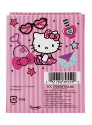 Hello Kitty 13 Designs Stickers & Sticky Memo, Pink, 30 Stickers, 15 Sheets, Model No. 395595