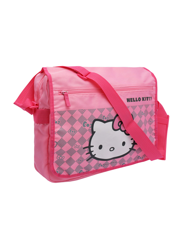 Hello Kitty Polyester Grid Cross Body Mail Messenger Bag for Girls, Pink, Model No. 755877