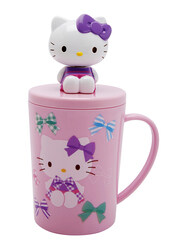 Hello Kitty 300ml Logo Printed Cup with Lid & Dancing Character, Pink, Model No. 183377