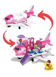 FITTO Airplane Jet Station Playset with Accessories, Pink