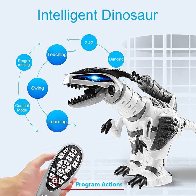 FITTO Interactive Robotic Dinosaur Toy - Programmable Robot Raptor with Realistic Movements and Sounds