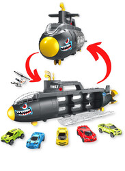 FITTO Shark Submarine Playset for Kids, Submarine Car Holder, Black and Yellow