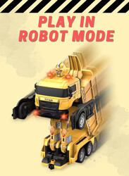 FITTO RC Construction Truck Transformer Toy, Dumpster Truck to Robot, Yellow