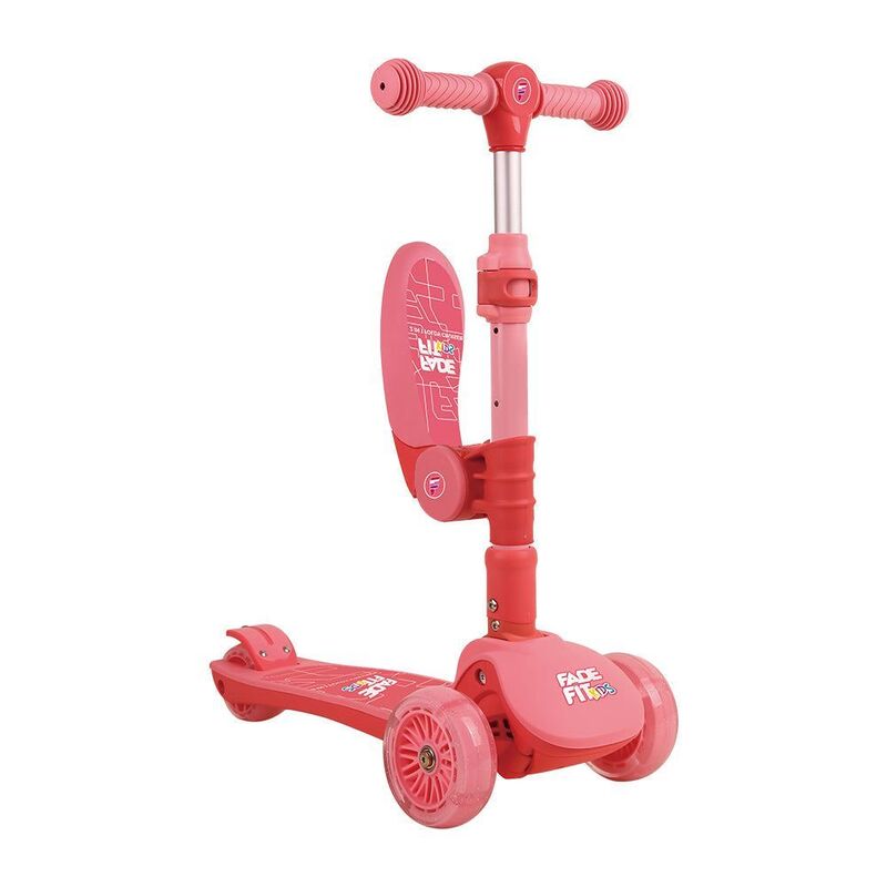 FITTO Outdoor Scooter Versatile Sit and Stand Scooter with Height Adjustable Feature for Kids, Pink, 78CM