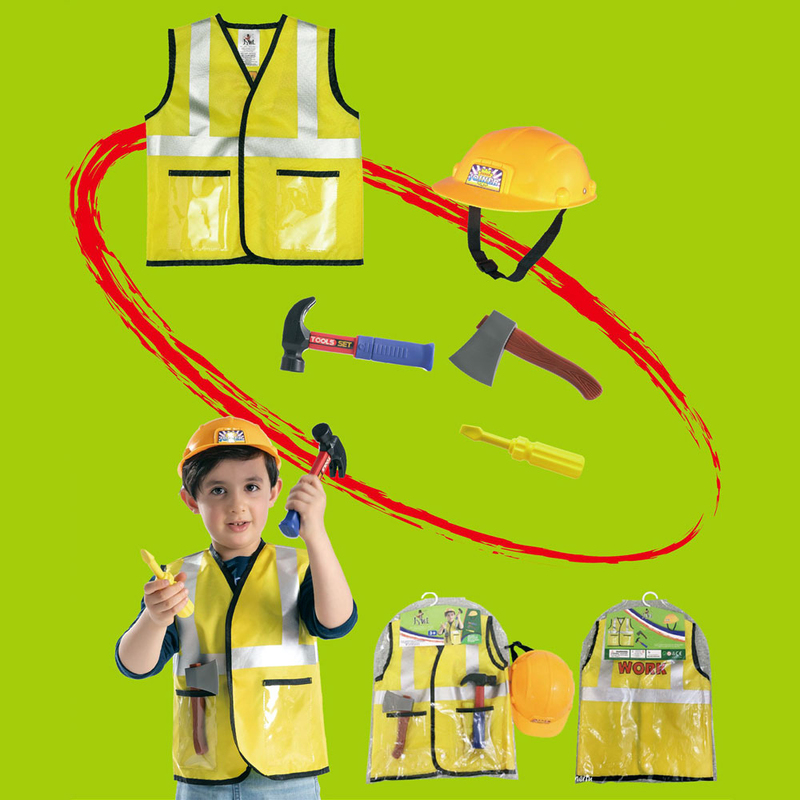 Kidwala Construction Worker Role Play Costume Set, Yellow, Ages 3+