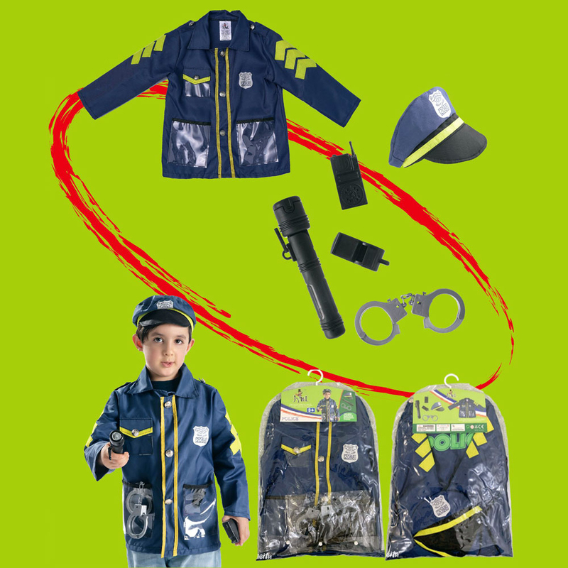 Kidwala Policeman Role Play Costume Set, Blue, Ages 3+