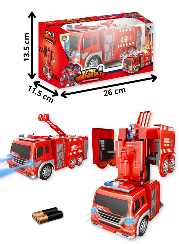 FITTO Firefighter Truck That Transforms From Truck to Robot, Red