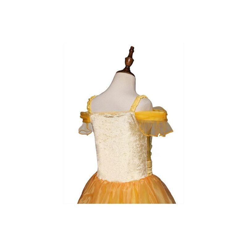 FITTO Belle Costume Princess Dress Up Set Yellow Gown, Tiara, and Wand for Imaginative Play, size 130